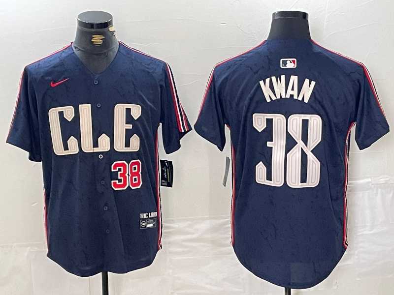 Mens Cleveland Guardians #38 Steven Kwan Number Navy 2024 City Connect Limited Stitched Jersey